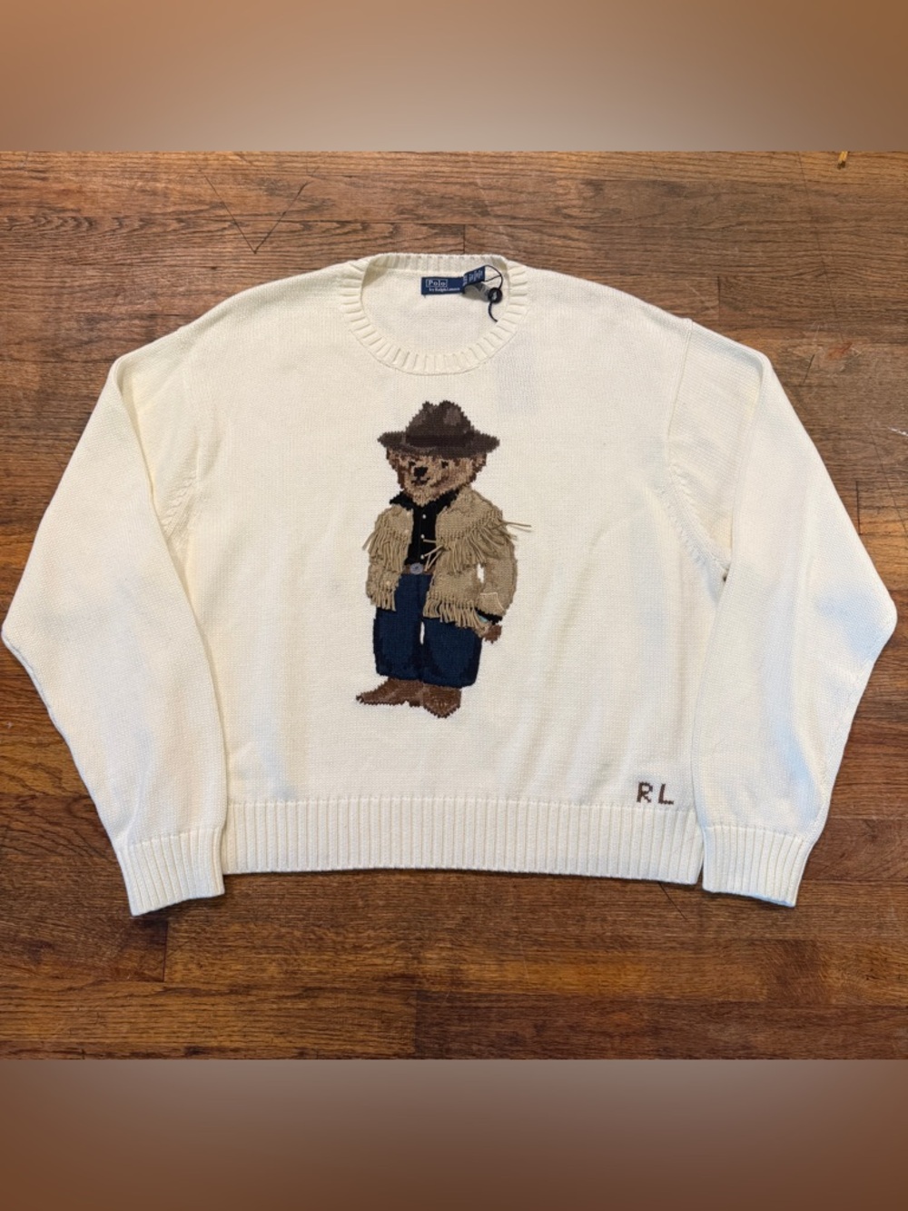 Polo Ralph Lauren Polo Bear Cream Cotton Crewneck Sweater - New with Tags - Picture 2 of 8